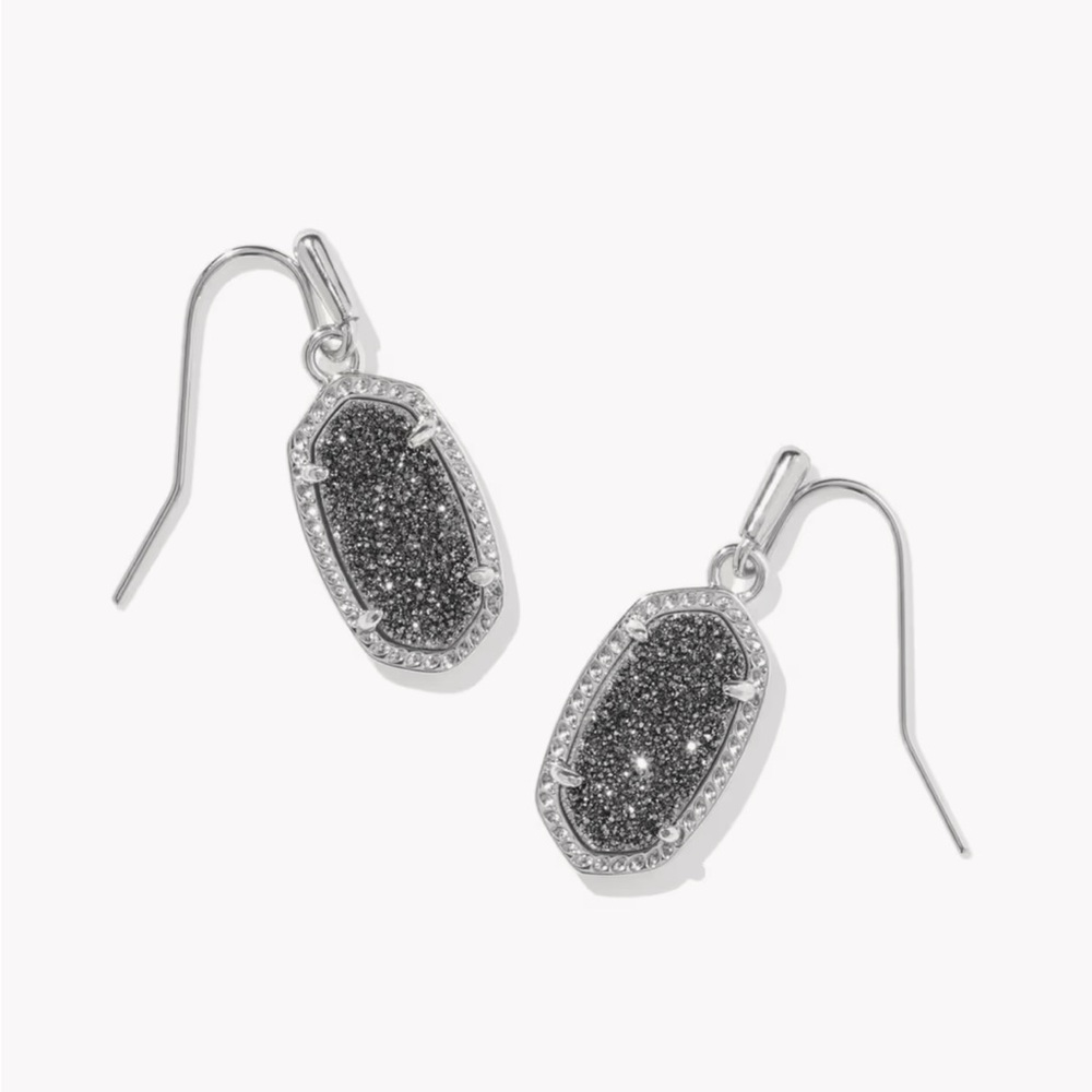 Lee Silver Drop Earrings in Platinum Drusy